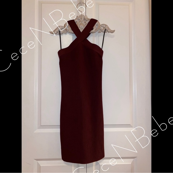 ❤️ ARITZIA Rich Maroon (Bordeaux / Wine) - LARGE - Sculpt Knit Criss Cross Dress - Picture 10 of 16